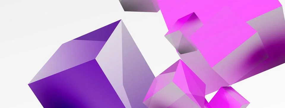 3d vector abstract background. Flying cubes composition. Trendy techno business Stock Illustration