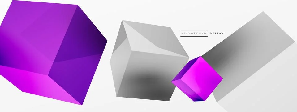 3d vector abstract background. Flying cubes composition. Trendy techno business Stock Illustration