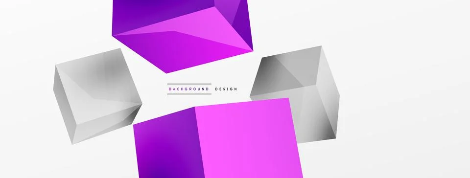 3d vector abstract background. Flying cubes composition. Trendy techno business Stock Illustration