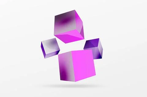 3d vector abstract background. Flying cubes composition. Trendy techno business Stock Illustration