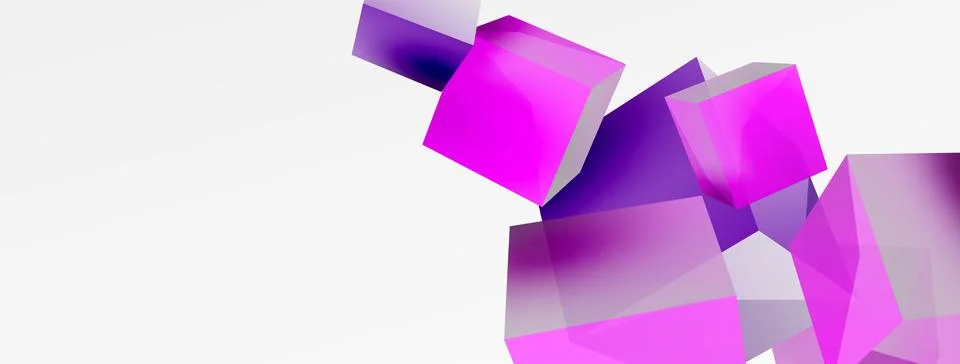 3d vector abstract background. Flying cubes composition. Trendy techno business Stock Illustration