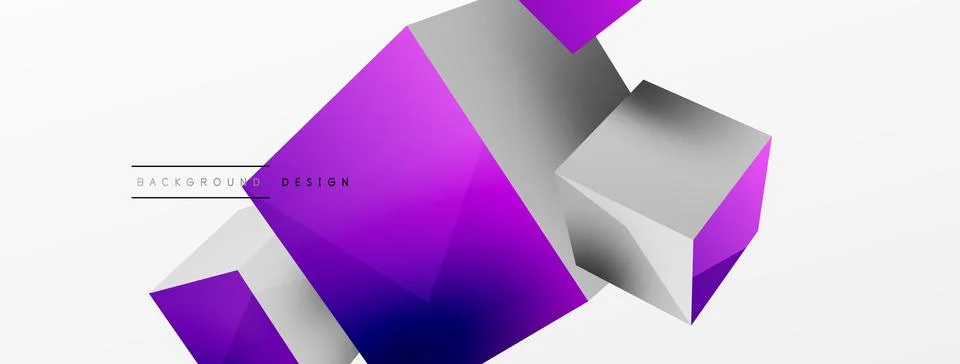 3d vector abstract background. Flying cubes composition. Trendy techno business Stock Illustration