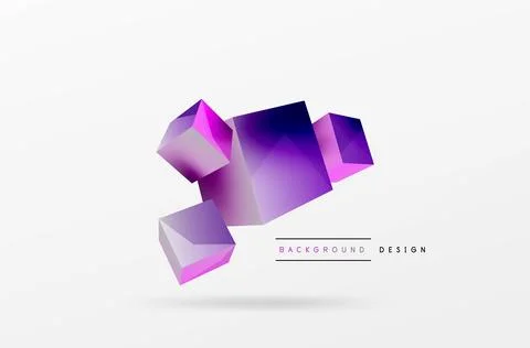 3d vector abstract background. Flying cubes composition. Trendy techno business Stock Illustration