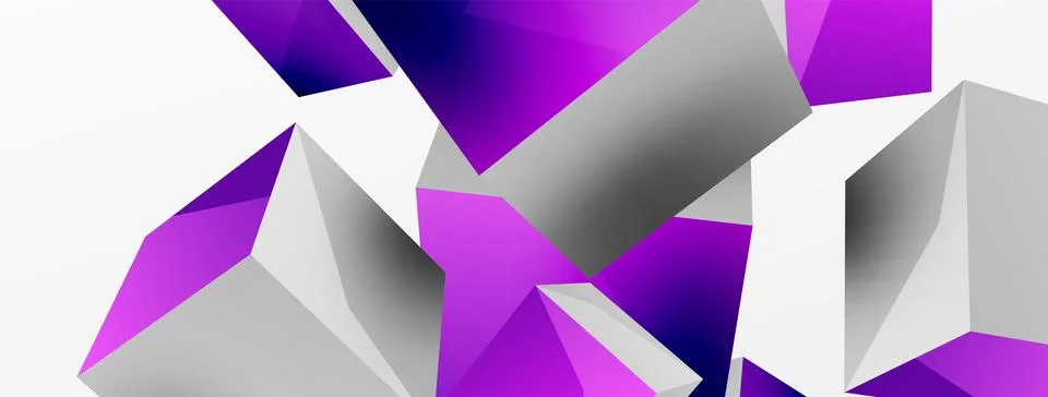 3d vector abstract background. Flying cubes composition. Trendy techno business Stockillustratie
