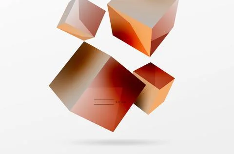 3d vector abstract background. Flying cubes composition. Trendy techno business Stock Illustration
