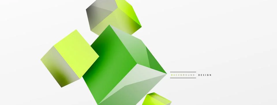 3d vector abstract background. Flying cubes composition. Trendy techno business Stock Illustration