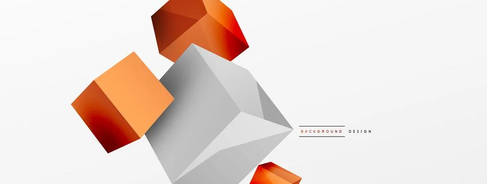 3d vector abstract background. Flying cubes composition. Trendy techno business Stock Illustration