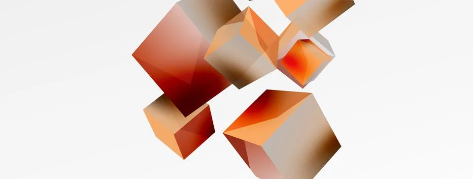 3d vector abstract background. Flying cubes composition. Trendy techno business Stock Illustration