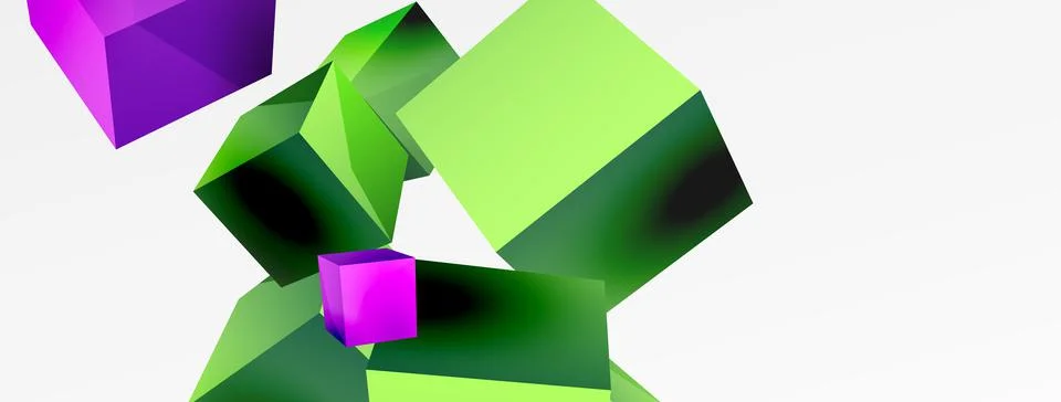 3d vector abstract background. Flying cubes composition. Trendy techno business Stock Illustration