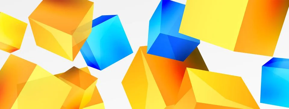 3d vector abstract background. Flying cubes composition. Trendy techno business Stock Illustration