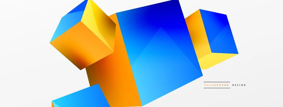 3d vector abstract background. Flying cubes composition. Trendy techno business 스톡 일러스트