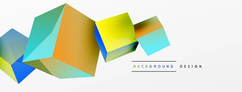 3d vector abstract background. Flying cubes composition. Trendy techno business Stock Illustration