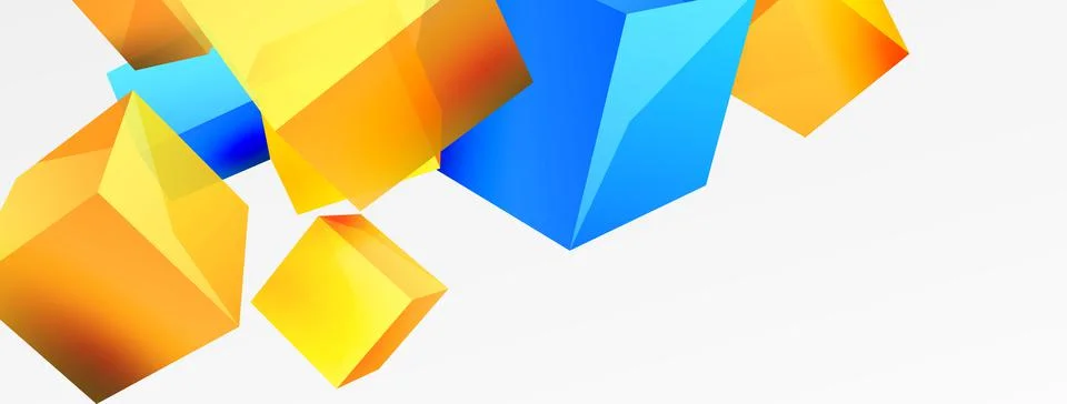 3d vector abstract background. Flying cubes composition. Trendy techno business Stockillustratie