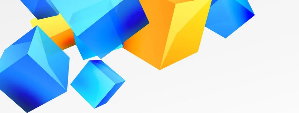 3d vector abstract background. Flying cubes composition. Trendy techno business Stock Illustration
