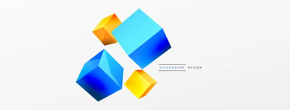 3d vector abstract background. Flying cubes composition. Trendy techno business Stock Illustration