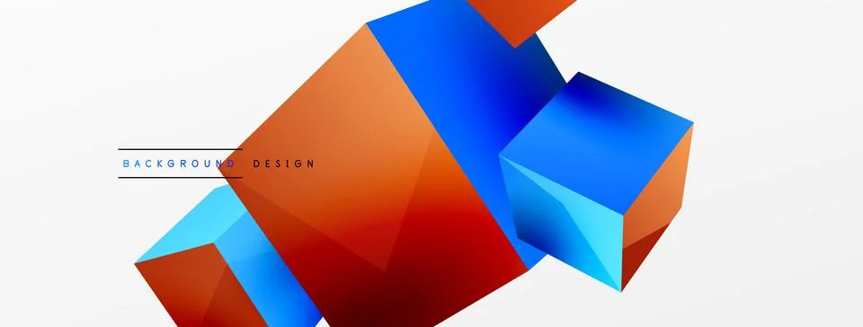 3d vector abstract background. Flying cubes composition. Trendy techno business Illustrazione stock