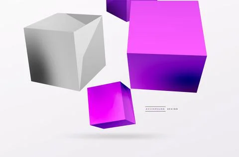 3d vector abstract background. Flying cubes composition. Trendy techno business Stock Illustration