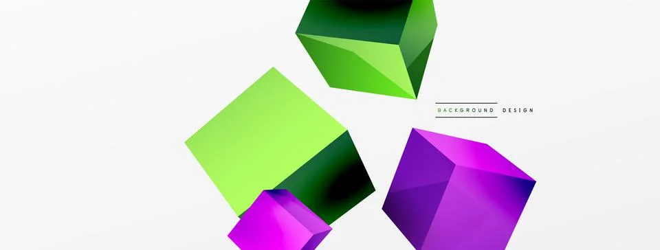 3d vector abstract background. Flying cubes composition. Trendy techno business Stock Illustration