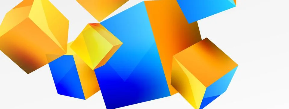 3d vector abstract background. Flying cubes composition. Trendy techno business イラスト素材