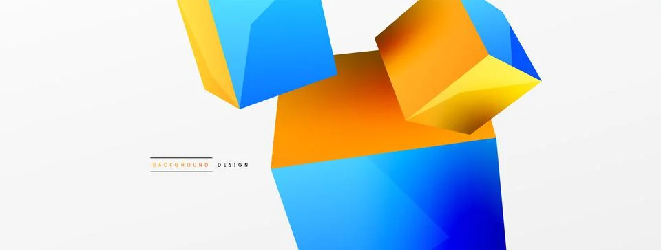 3d vector abstract background. Flying cubes composition. Trendy techno business Stock Illustration