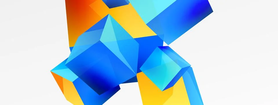 3d vector abstract background. Flying cubes composition. Trendy techno business Illustrazione stock