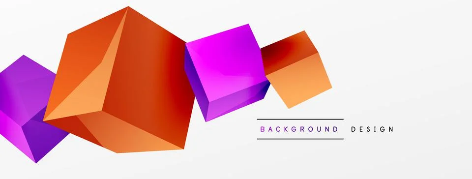 3d vector abstract background. Flying cubes composition. Trendy techno business Illustrazione stock