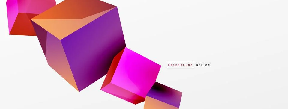 3d vector abstract background. Flying cubes composition. Trendy techno business Stock Illustration