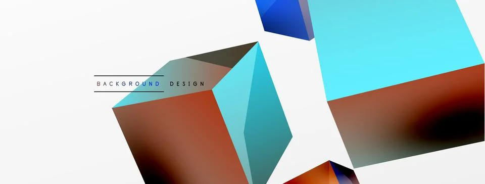3d vector abstract background. Flying cubes composition. Trendy techno business Stock Illustration
