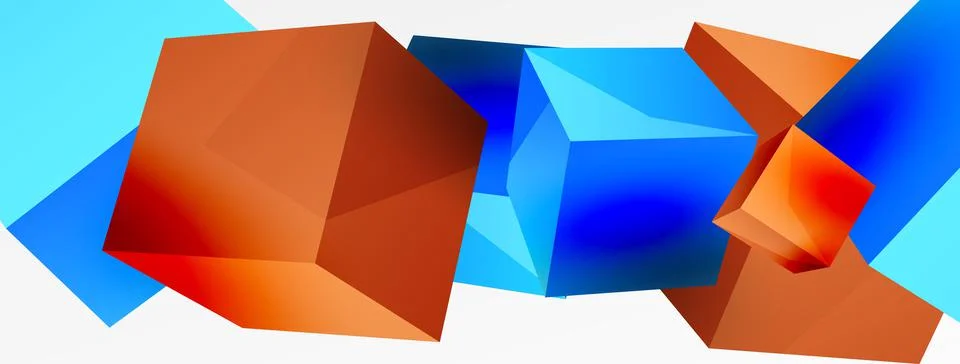 3d vector abstract background. Flying cubes composition. Trendy techno business イラスト素材