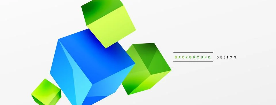 3d vector abstract background. Flying cubes composition. Trendy techno business Stock Illustration