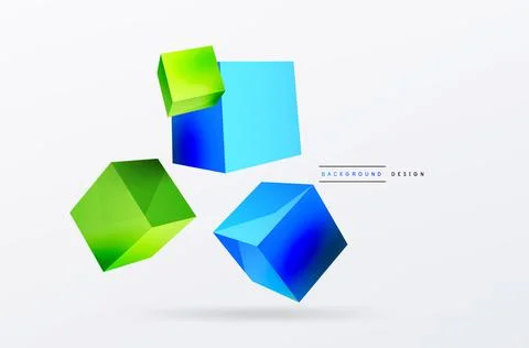 3d vector abstract background. Flying cubes composition. Trendy techno business Stock Illustration