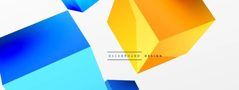 3d vector abstract background. Flying cubes composition. Trendy techno business 스톡 일러스트