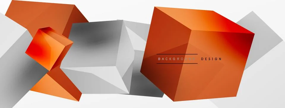 3d vector abstract background. Flying cubes composition. Trendy techno business Illustrazione stock