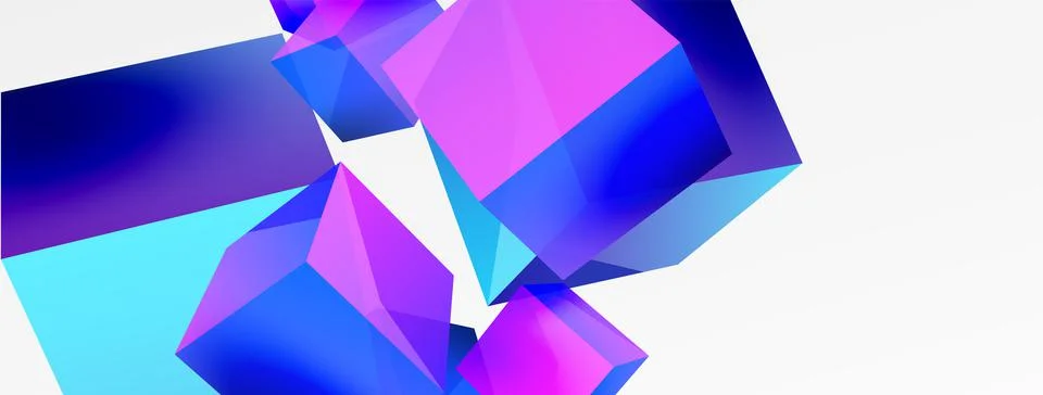 3d vector abstract background. Flying cubes composition. Trendy techno business Stock Illustration