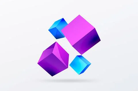 3d vector abstract background. Flying cubes composition. Trendy techno business 스톡 일러스트