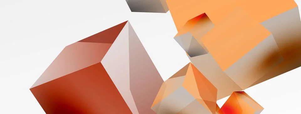 3d vector abstract background. Flying cubes composition. Trendy techno business Stock Illustration