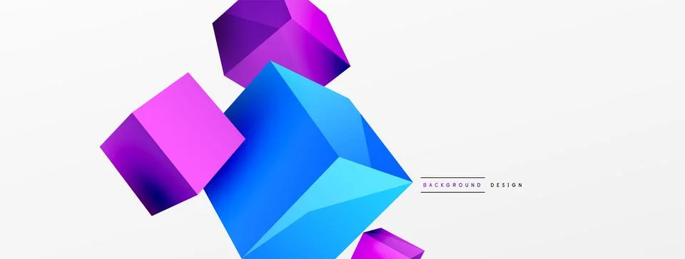 3d vector abstract background. Flying cubes composition. Trendy techno business Illustrazione stock