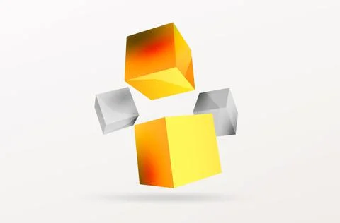 3d vector abstract background. Flying cubes composition. Trendy techno business Stock Illustration