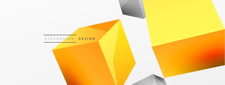 3d vector abstract background. Flying cubes composition. Trendy techno business Stock Illustration