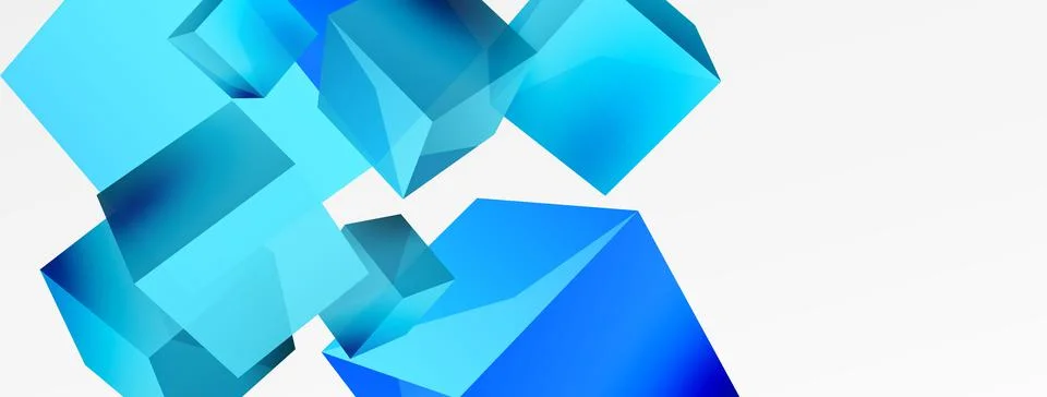 3d vector abstract background. Flying cubes composition. Trendy techno business Stock Illustration