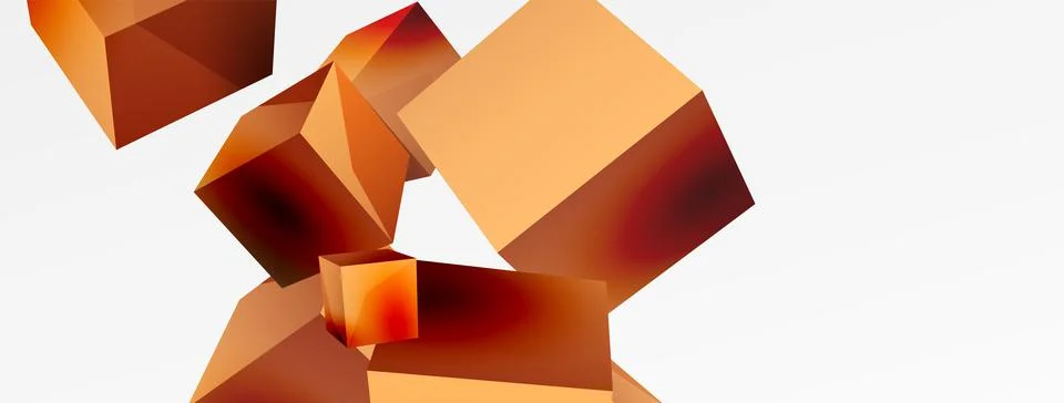 3d vector abstract background. Flying cubes composition. Trendy techno business Stock Illustration