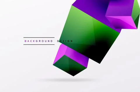 3d vector abstract background. Flying cubes composition. Trendy techno business Illustrazione stock