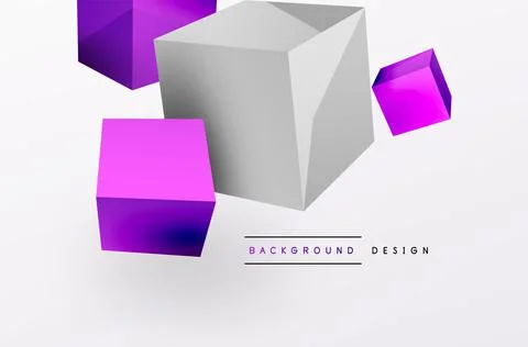 3d vector abstract background. Flying cubes composition. Trendy techno business Stock Illustration