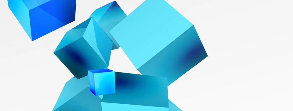 3d vector abstract background. Flying cubes composition. Trendy techno business イラスト素材