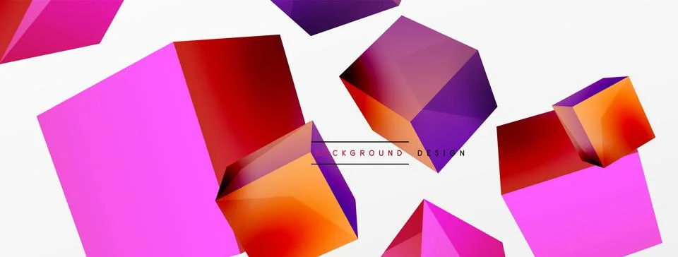 3d vector abstract background. Flying cubes composition. Trendy techno business Illustrazione stock