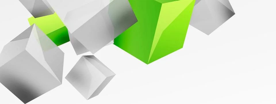 3d vector abstract background. Flying cubes composition. Trendy techno business Stock Illustration