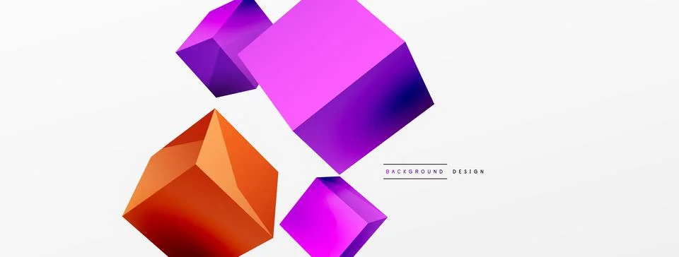 3d vector abstract background. Flying cubes composition. Trendy techno business Stock Illustration
