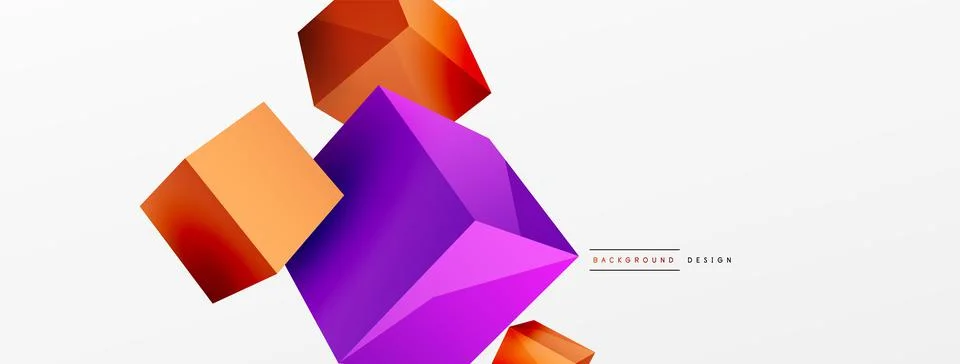 3d vector abstract background. Flying cubes composition. Trendy techno business Stockillustratie
