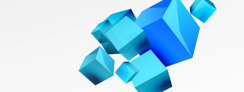 3d vector abstract background. Flying cubes composition. Trendy techno business Stock Illustration