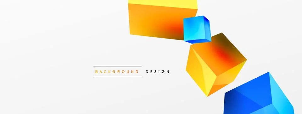 3d vector abstract background. Flying cubes composition. Trendy techno business Stock Illustration